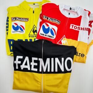 Mens Cycling Bike Jerseys Large Lot of 3 Short Sleeve Back Pockets Zip Front